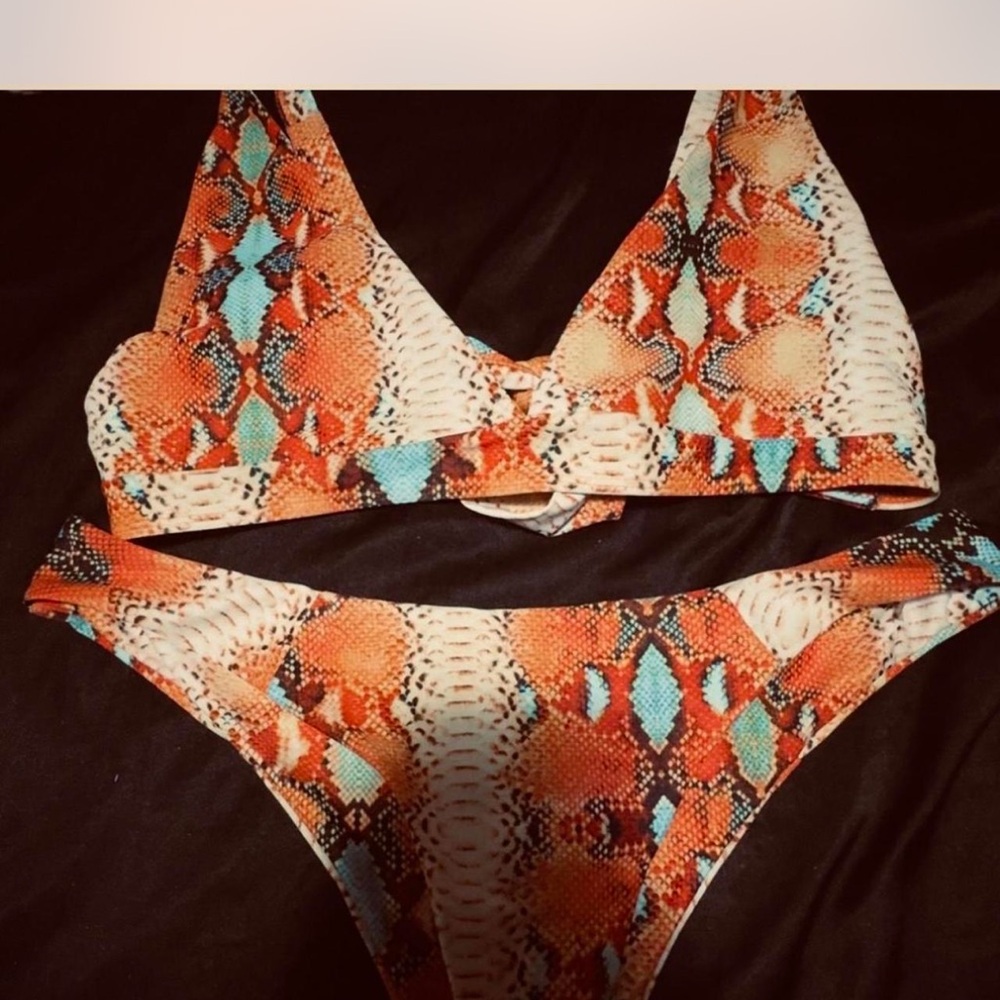 Snakeskin Print Bikini Set